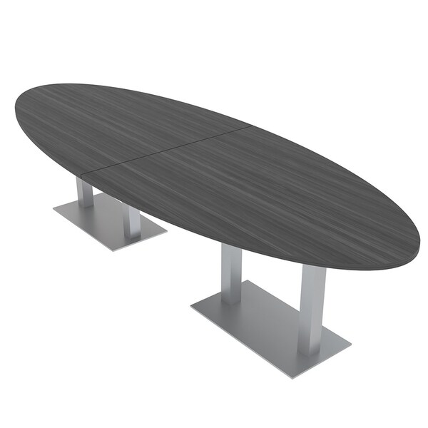 45 in W, 144 in L, 29 in H, Engineered Wood Top, Grey